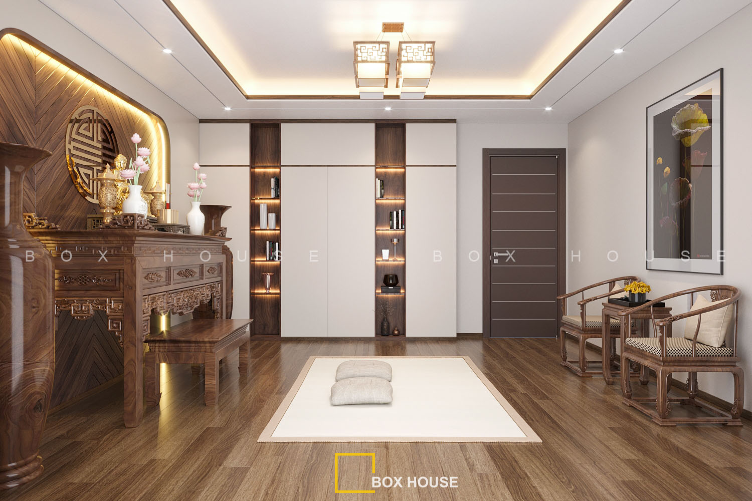 Thiết kế phòng thờ không gian rộng rãi