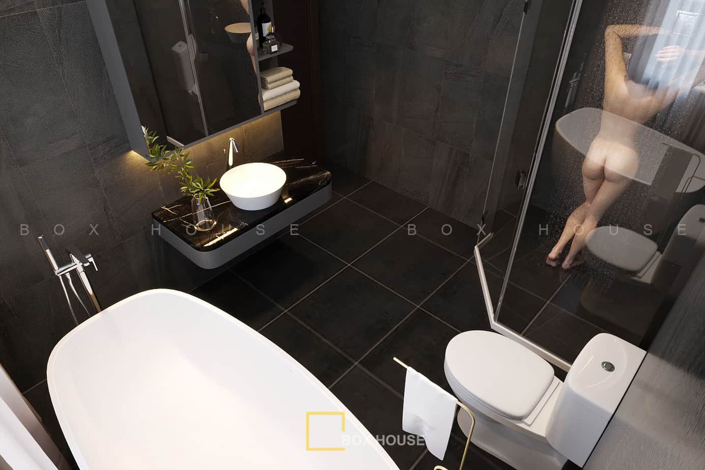 Thiết kế nhà vệ sinh cân đối, tối ưu diện tích