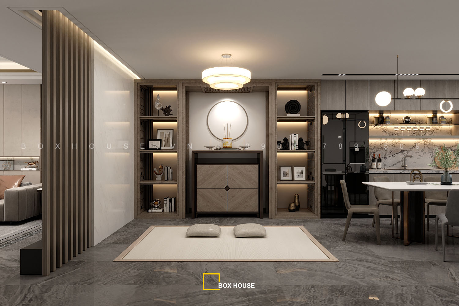 Thiết kế nội thất phòng thờ trang trọng