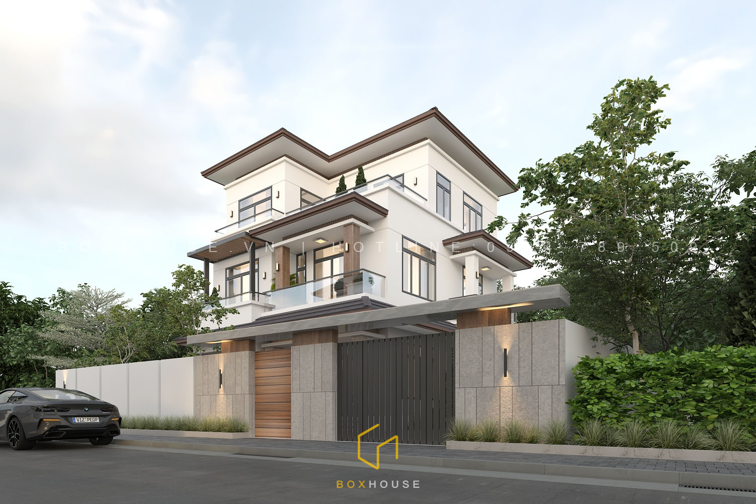 biệt thự 3 tầng hiện đại 8 phòng ngủ