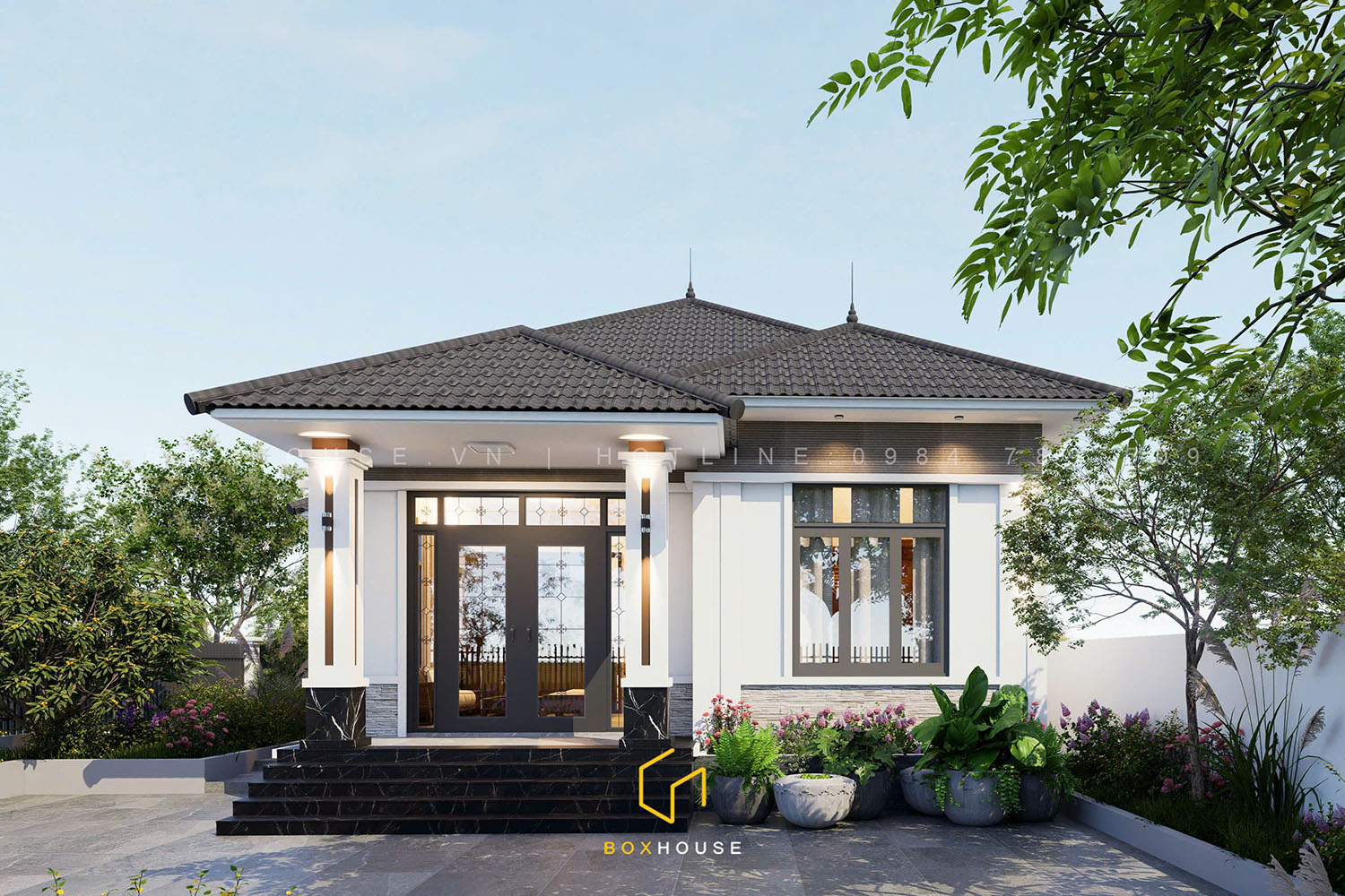 Tiểu cảnh sân vườn đẹp, điểm nhấn trong thiết kế nhà vườn mái Nhật 200m2